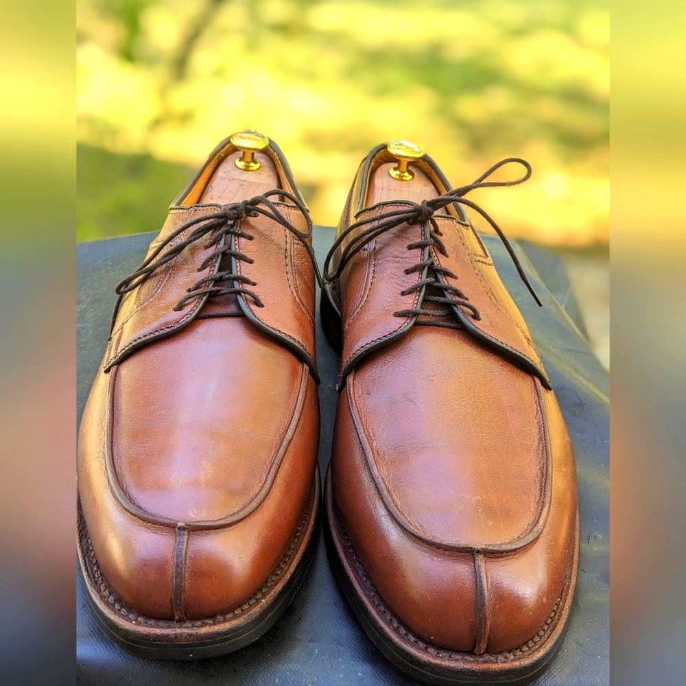 Allen Edmonds Stockbridge 13D Light  Brown Leather Split Toe Oxford Lace Up 3754